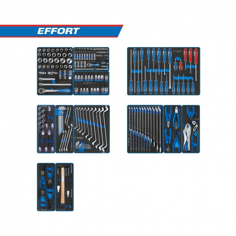 KING TONY Набор инструментов EFFORT для тележки, 12 ложементов, 235 предметов
